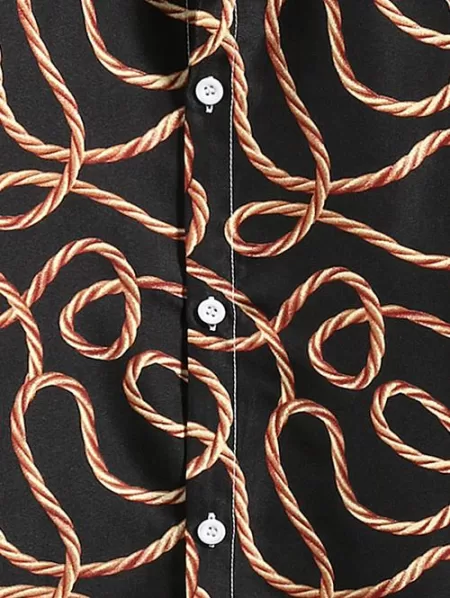 Rope Print Button Up Short Sleeve Shirt