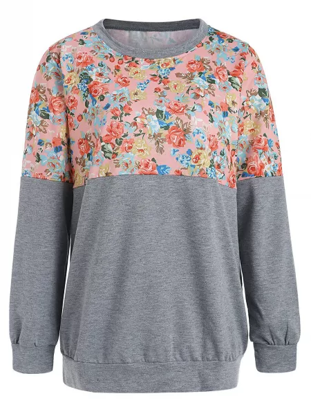 Round Neck Floral Print Sweatshirt