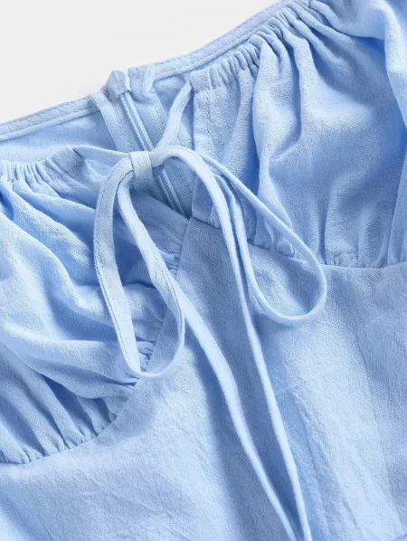 Ruched Bust Puff Sleeve Dress