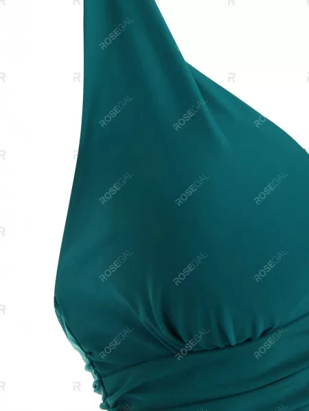 Ruched Halter High Rise Bikini Swimwear