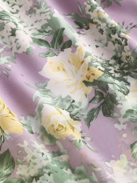 Ruffle Flower Print Chiffon Cami Dress