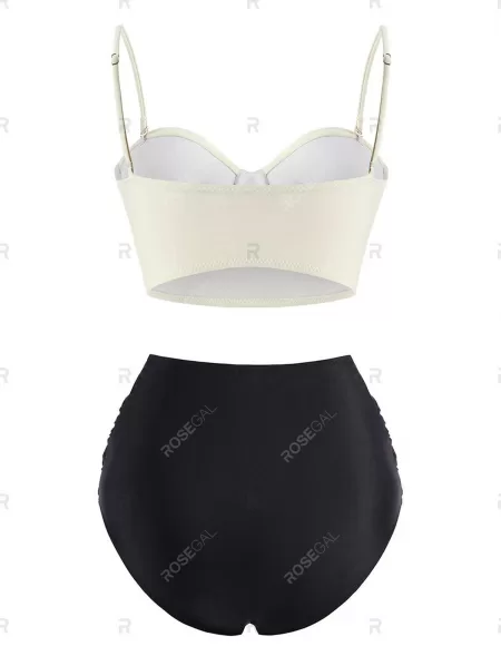 Ruffles Ruched Underwire High Waisted Tankini Swimwear