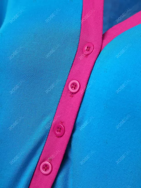 Short Sleeve Color Block Sleep Dress