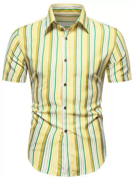 Short Sleeve Striped Button Up Shirt