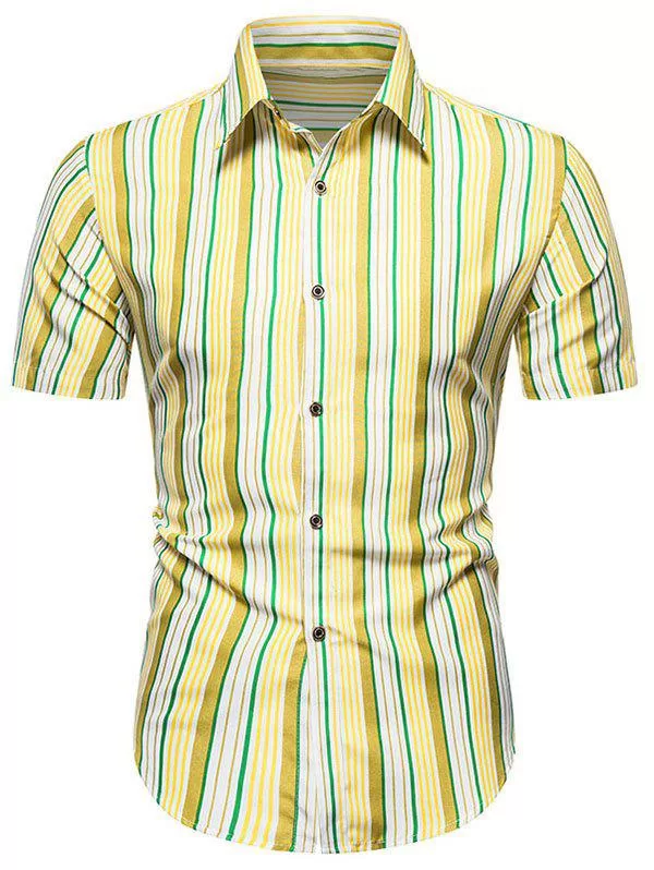 Short Sleeve Striped Button Up Shirt