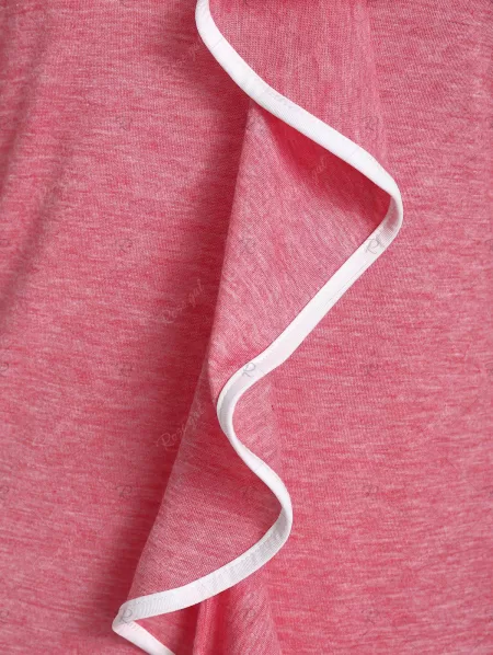 Skew Collar Two Tone Flounce T Shirt