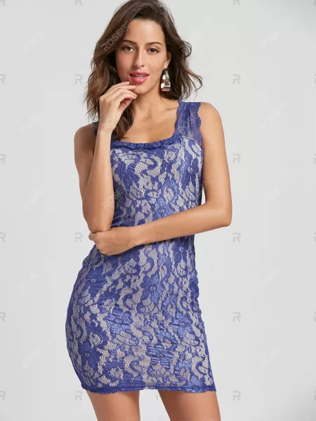 Slimming Solid Color Embroidered Sleeveless Women's Dress