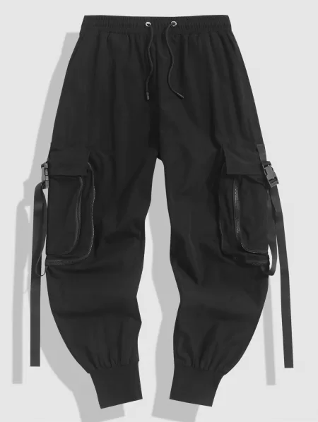 Solid Color Multi Pockets Cargo Techwear Pants
