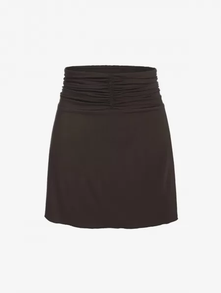 Solid Ruched Waist Mini Skirt