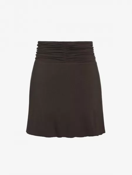 Solid Ruched Waist Mini Skirt