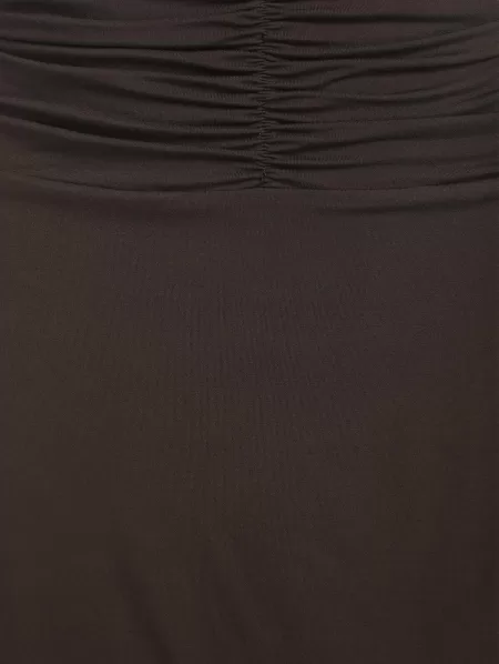 Solid Ruched Waist Mini Skirt