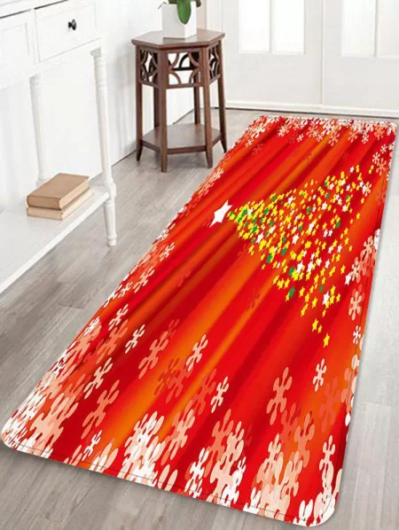 Star Christmas Tree Print Bath Floor Mat