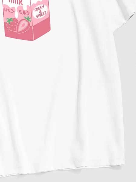 Strawberry Milk Pattern Casual T-shirt