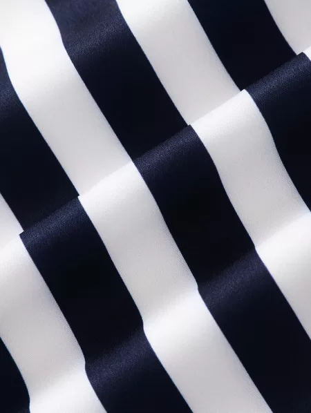 Striped Half And Half Button Up Two Tone Shirt