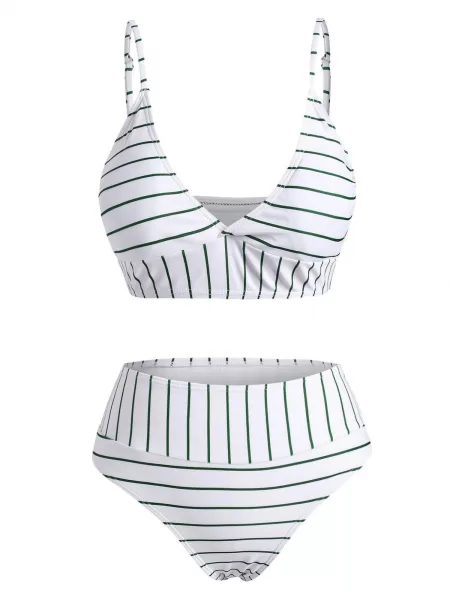 Striped High Rise Cami Tank Bikini Swimwear