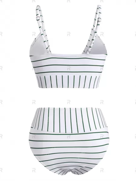 Striped High Rise Cami Tank Bikini Swimwear