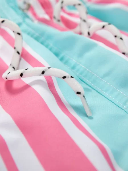Striped Pocket Drawstring Beach Shorts