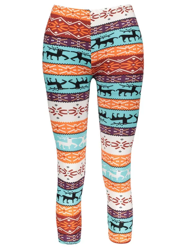 Stylish Elastic Waist Slimming Christmas Print Women's Pants