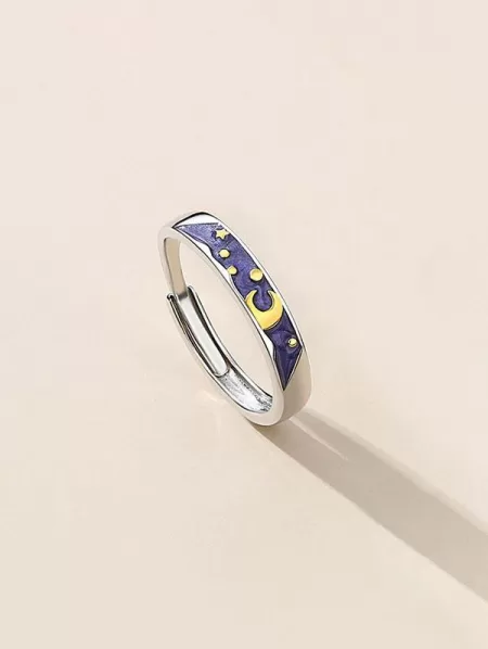 Sun And Moon Pattern Couple Ring