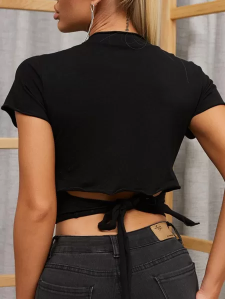 Tie Back Floral Rose Baby Tee