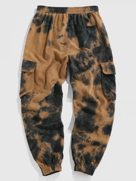 Tie Dye Corduory Cargo Sweatpants