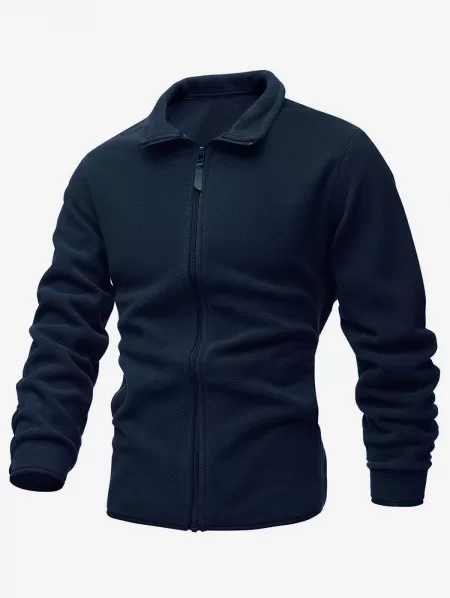 Turndown Collar Zip Up Polar Fleece Jacket