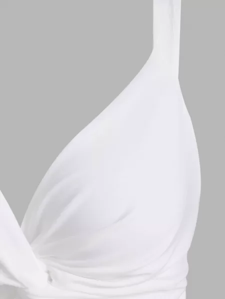 Twist Ruched Cutout Tank Top With Ditsy Floral Cinched Slit Skirt