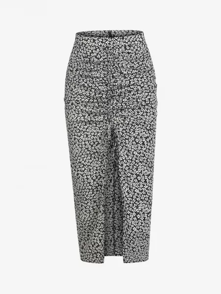 Twist Ruched Cutout Tank Top With Ditsy Floral Cinched Slit Skirt