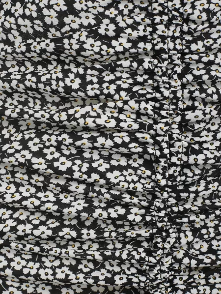 Twist Ruched Cutout Tank Top With Ditsy Floral Cinched Slit Skirt