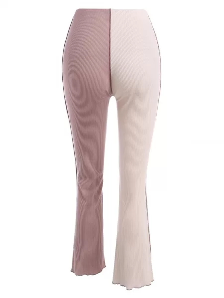 Two Tone Rib-knit Bootcut Pants