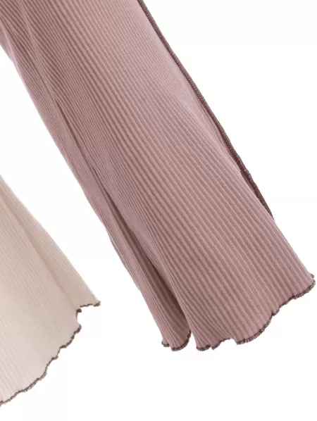 Two Tone Rib-knit Bootcut Pants