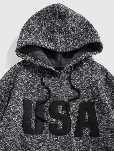 Usa Embroidered Knit Fleece Hoodie