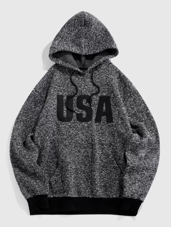 Usa Embroidered Knit Fleece Hoodie