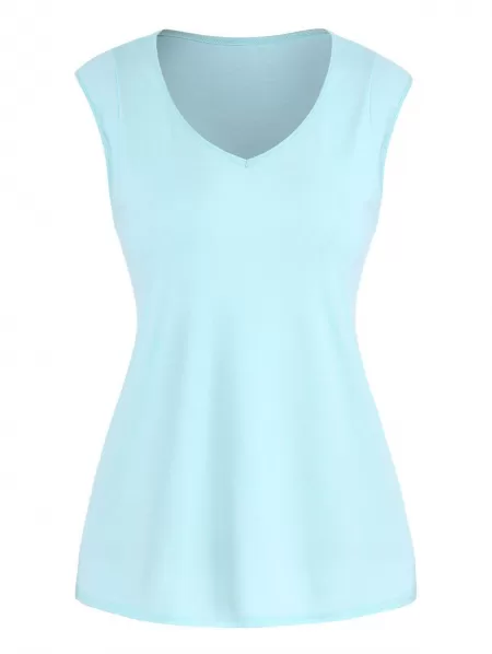 V Neck Casual Solid Tank Top