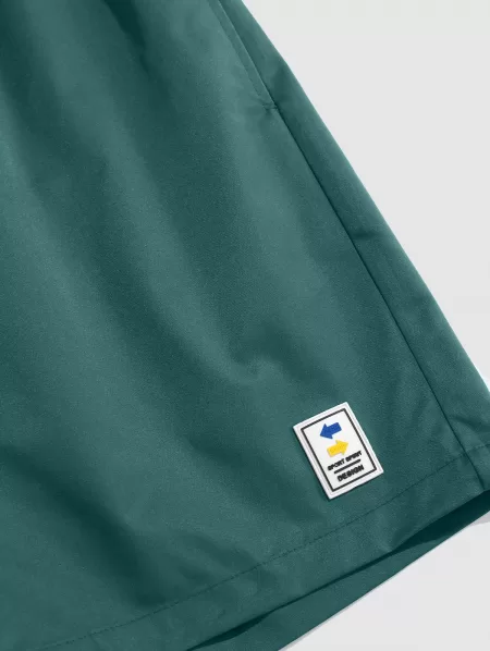 Vertical Stripe Shirt And Label Design Casual Shorts Two Piece Set