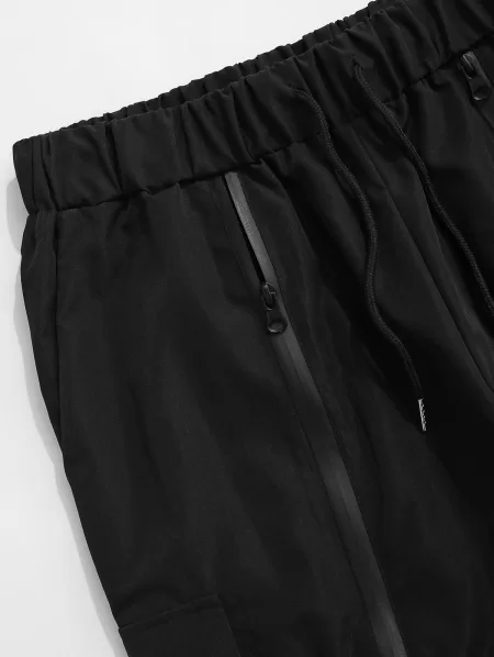 Zipper Detail Drawstring Cargo Techwear Pants