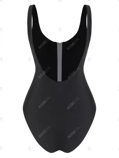 Zippered High Cut One Piece Swimsuit
