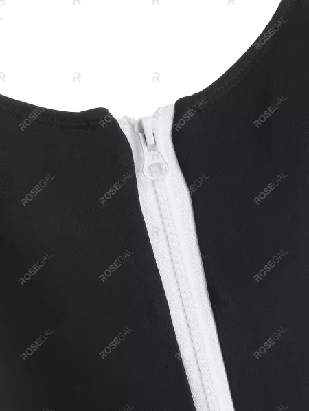 Zippered High Cut One Piece Swimsuit