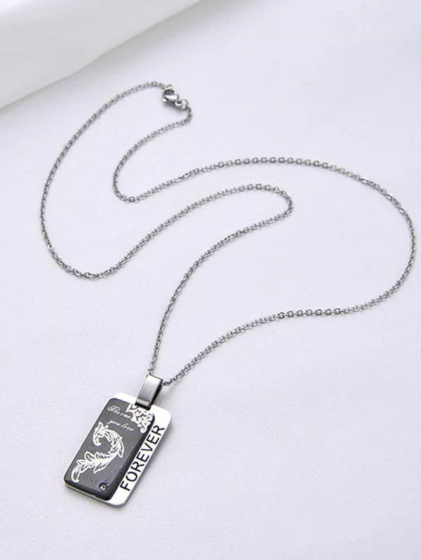 Zircon Flower Dog Tag Necklace